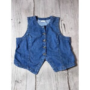 LC Lauren Conrad Denim Blue Button-Front Vest